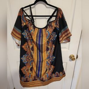 🍁2 for $15🍁 Vintage print kimono sleeve Tunic dress sz XXL